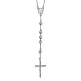 Chisel Stainless Steel Polished 8mm Beaded 32.5 inch Rosary Necklace